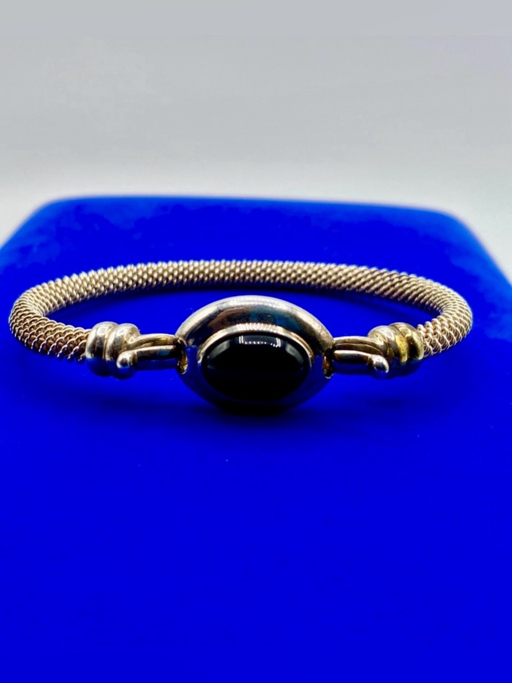 Joseph Esposito Sterling Silver Black Onyx Bangle Bracelet